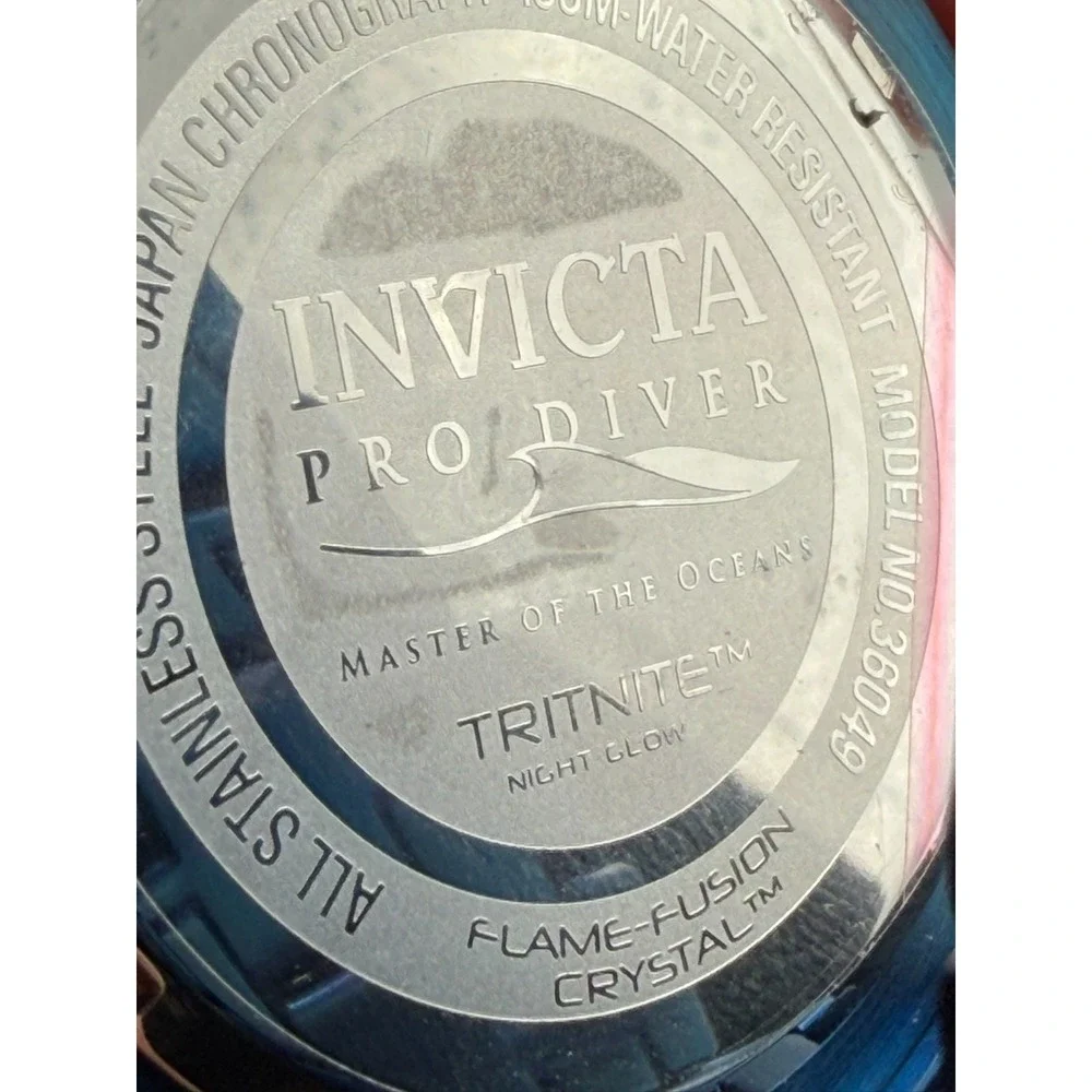 Invicta Pro Diver 36049 Men's Blue Gold Tone Watch 100M Chronograph Style